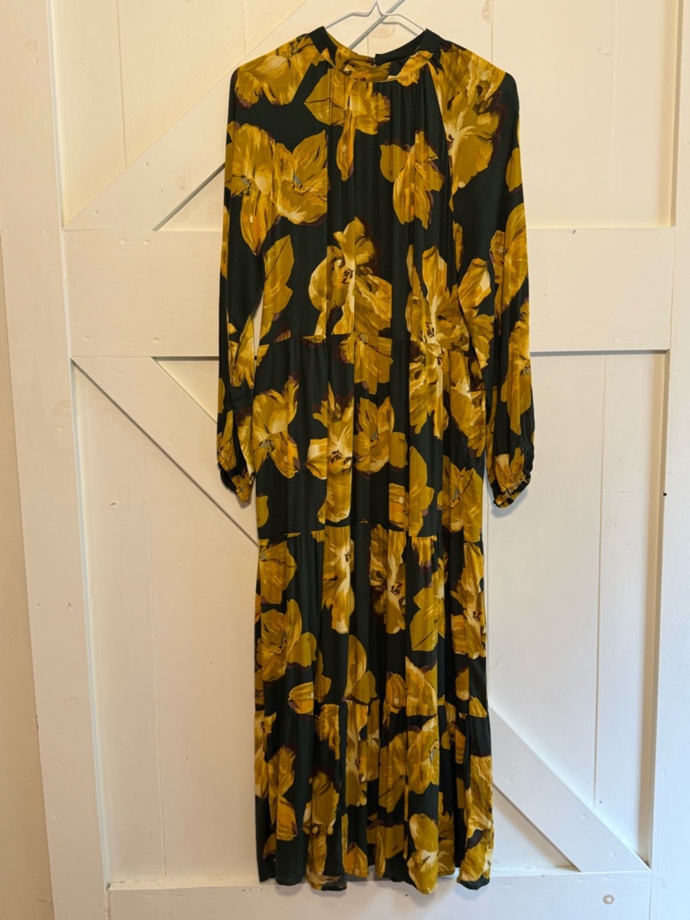 NWT A New Day Green Gold Floral Tiered Maxi Dress Large